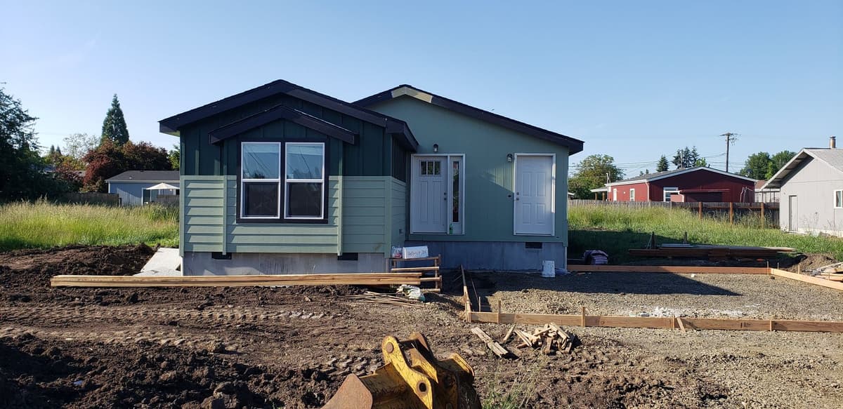 Manufactured home placed and skirted